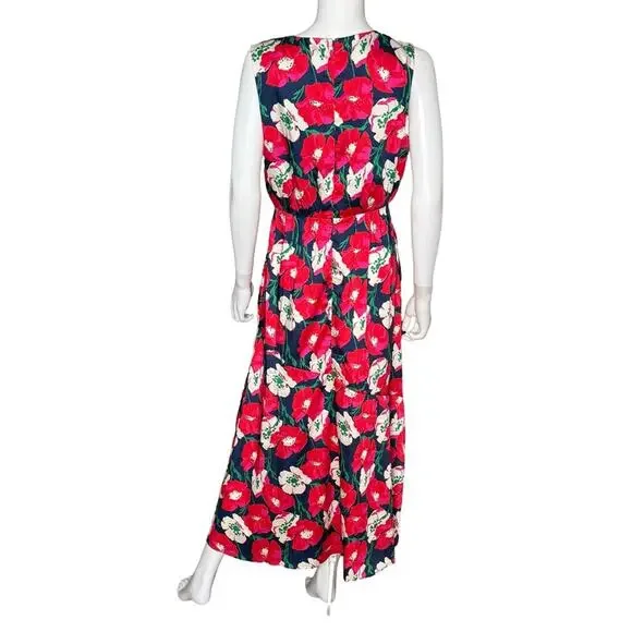 Sam Edelman Women's Poppy Floral V-Neck Chiffon A-Line Dress Coral Multi NWT - Picture 5 of 9